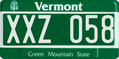 VT license plate XXZ058