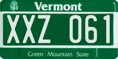 VT license plate XXZ061