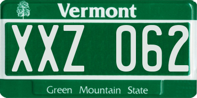 VT license plate XXZ062