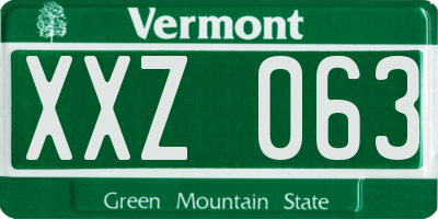 VT license plate XXZ063