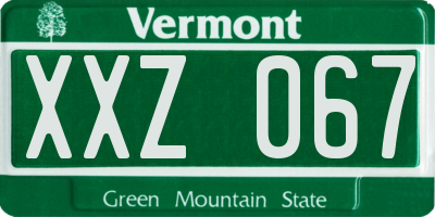 VT license plate XXZ067