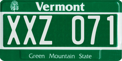 VT license plate XXZ071