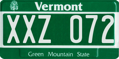 VT license plate XXZ072