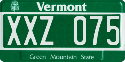 VT license plate XXZ075