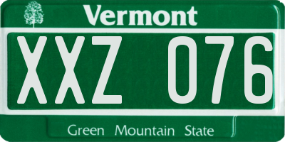 VT license plate XXZ076