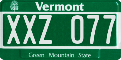VT license plate XXZ077