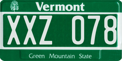 VT license plate XXZ078