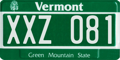 VT license plate XXZ081
