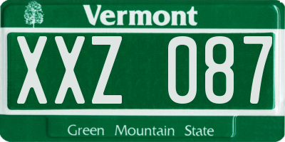 VT license plate XXZ087