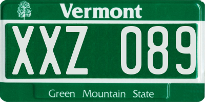 VT license plate XXZ089