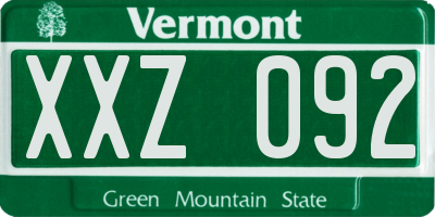 VT license plate XXZ092
