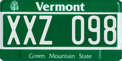 VT license plate XXZ098