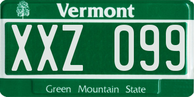 VT license plate XXZ099