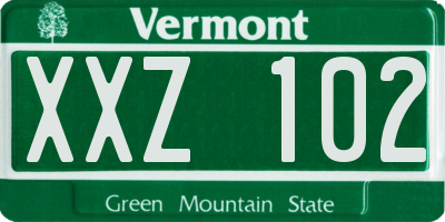 VT license plate XXZ102