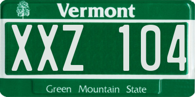 VT license plate XXZ104