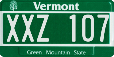 VT license plate XXZ107