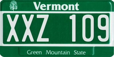 VT license plate XXZ109