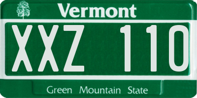 VT license plate XXZ110
