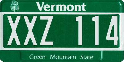VT license plate XXZ114