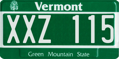 VT license plate XXZ115