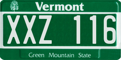 VT license plate XXZ116