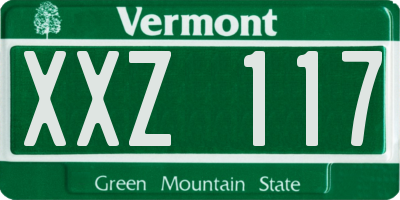 VT license plate XXZ117