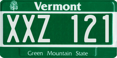 VT license plate XXZ121