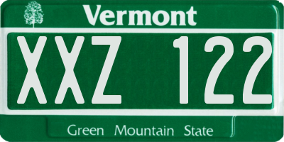 VT license plate XXZ122
