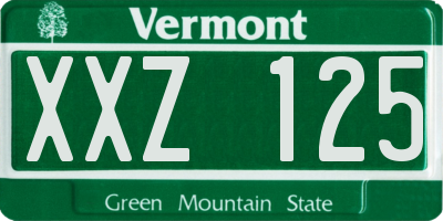 VT license plate XXZ125