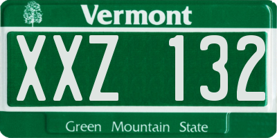 VT license plate XXZ132