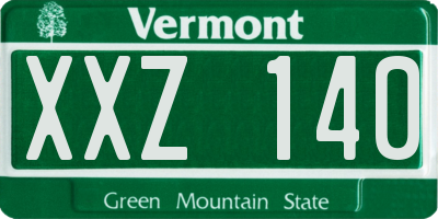 VT license plate XXZ140