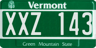 VT license plate XXZ143
