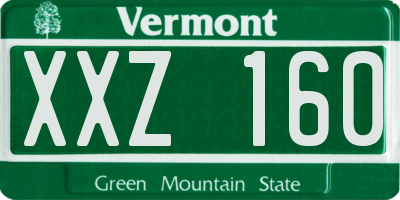 VT license plate XXZ160