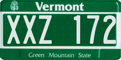 VT license plate XXZ172