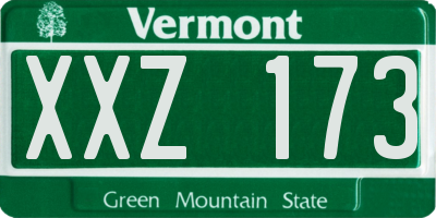 VT license plate XXZ173
