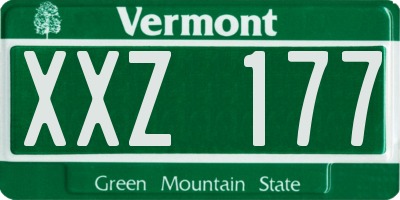 VT license plate XXZ177