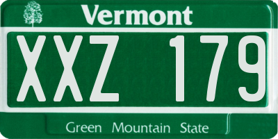 VT license plate XXZ179
