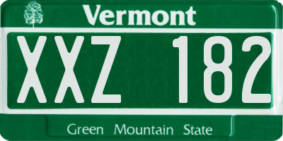 VT license plate XXZ182