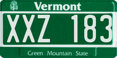 VT license plate XXZ183