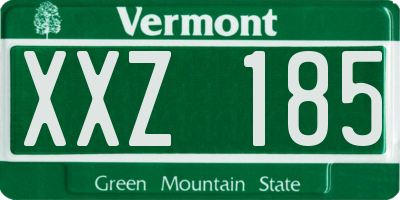 VT license plate XXZ185