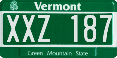 VT license plate XXZ187