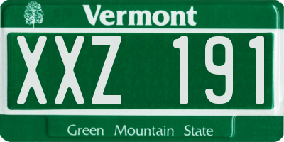 VT license plate XXZ191