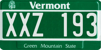 VT license plate XXZ193