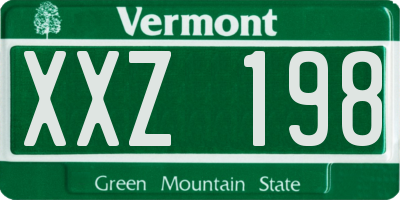 VT license plate XXZ198