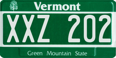 VT license plate XXZ202