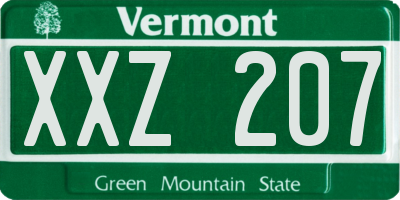 VT license plate XXZ207