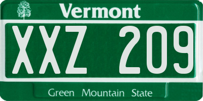 VT license plate XXZ209