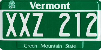 VT license plate XXZ212