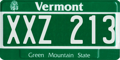 VT license plate XXZ213