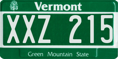 VT license plate XXZ215